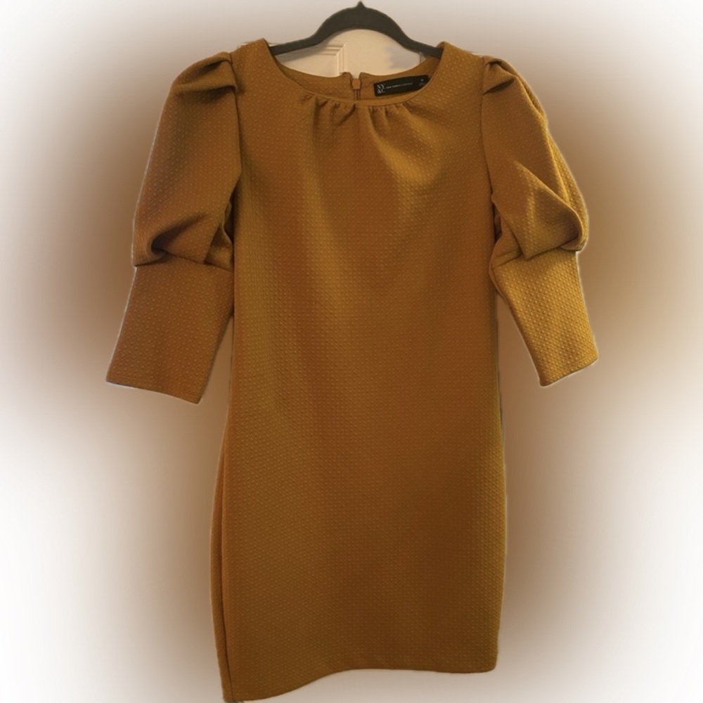 New York & Company Elegant Mustard Dress